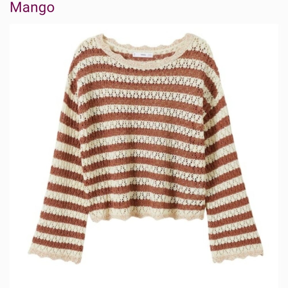 MANGO Stripped Knit Sweater Size XL